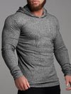 Men's Fashionable Striped Knit Hooded Sweatshirt - Stretchy, Skinny Fit, Long Sleeve, Chic Design - Perfect for Spring, Autumn, Fitness, Outdoors, Sports, Casual Wear