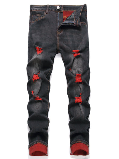 [Fast Arrival] Men's Slim Fit Stretch Ripped Straight Leg Jeans, Skinny Denim Pants for Men