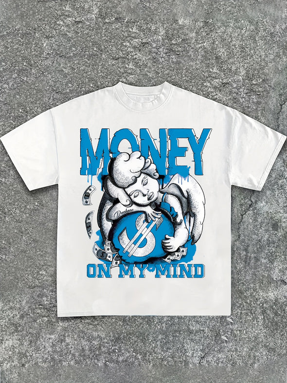 Portrait Letter Money Print T-shirt,