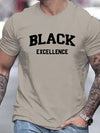 Plus Size Mens Graphic T-Shirt - Stretchy Crew Neck Geometric Print Tee with Medium Elasticity for All Seasons - Black Excellence Design