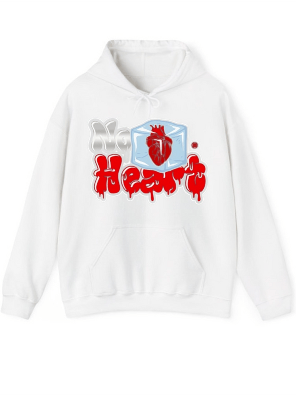 Men's Graphic Hooded Sweatshirt - No Hearts Design, Long-Sleeved, Print Hooded Top for Spring and Fall, Casual Wear