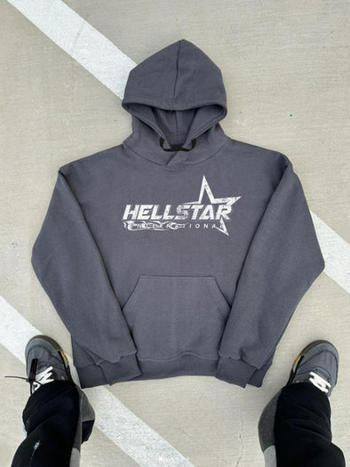 HELL STAR Hoodie - Ultra-Cozy Long Sleeve Pullover Sweatshirt with Trendy Alphabet Print - Perfect for Autumn & Winter Casual Wear, Versatile and Stylish Top for Men