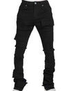 [Fast Arrival] Authentic Men's Ripped Skinny Cargo Pants - Distressed Denim Trousers with Multiple Pockets for Streetwear Fashion