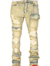 [Fast Arrival] Stylish Ripped Skinny Cargo Pants - Casual Trousers for Streetwear with Multiple Pockets, Distressed Denim Fabric, and Comfortable Fit for Men