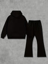 Men's Casual Hoodie & Flared Pants Set - Long Sleeve, Polyester Blend, Letter Print Design for Fall/Winter