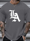 Plus Size T-shirt For Men, "LA" Graphic Print Tees For Summer, Men's Clothing For Summer Daily Life