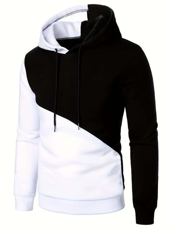 Men's Color Block Hoodie - Casual Graphic Design Pullover Hooded Sweatshirt with Streetwear Style for Winter and Fall, Perfect as Gifts