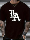 Plus Size T-shirt For Men, "LA" Graphic Print Tees For Summer, Men's Clothing For Summer Daily Life