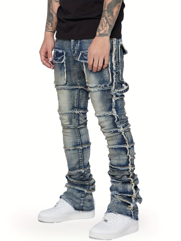 Men's Denim Cargo Straight Leg Pants