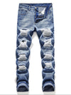 Trendy Mens Straight Leg Ripped Denim Jeans - Fashionable & Distressed Cotton Blend Pants for Spring Summer Street Style