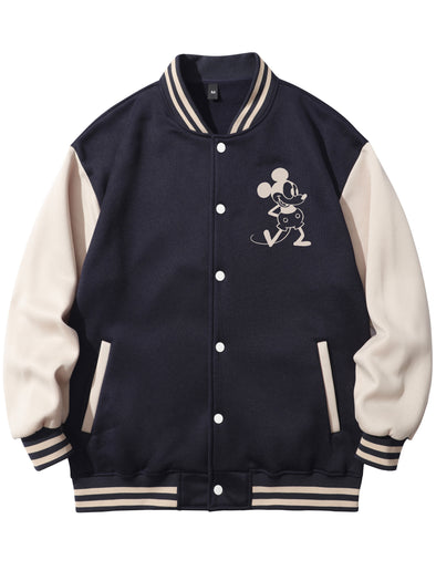 Steamboat Willy Graphic Print Long Sleeve Plush Jacket - Soft, Lightweight, Warm, and Trendy Baseball Jacket with Pockets for Autumn and Winter Outdoor Sports - Perfect for Casual Daily Wear and Gift Ideas