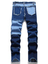 Mens Trendy Patchwork Jeans - Hip Hop Streetwear Straight Leg Pants - Durable & Comfortable for Casual Wear