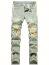 Authentic Ripped Denim Jeans - Men's Casual Street Style Regular Fit Pants for All Seasons with Versatile Fashion Sense