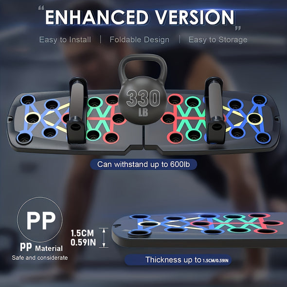 Multifunctional Folding Push Up Board with Handle - Portable, Space-Saving, Ergonomic Design for Effective Strength Training, Building Strong Chest Muscles, Improving Overall Health, and Enhancing Home Workout Experience