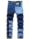 Mens Trendy Patchwork Jeans - Hip Hop Streetwear Straight Leg Pants - Durable & Comfortable for Casual Wear