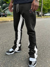 Men's Streetwear Joggers - Hip-Hop Inspired Color Block, Embroidered Design with Drawstring Waist & Pockets, Polyester Blend