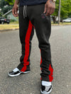 Men's Streetwear Joggers - Hip-Hop Inspired Color Block, Embroidered Design with Drawstring Waist & Pockets, Polyester Blend