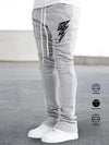 Letter V Print Comfy Bell-bottomed Pants, Men's Casual Stretch Hip Hop Style Joggers For All Seasons Band Performance Fitness