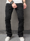 Street Style Men Retro Spliced Slim Biker Jeans Stylish Motorcycle Trousers Male Casual Straight Denim Pants