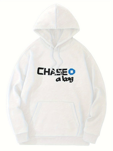 CHASE Print Heavy Blend Hooded Sweatshirt With Kangaroo Pocket Streetwear For Winter Fall Gift For Man