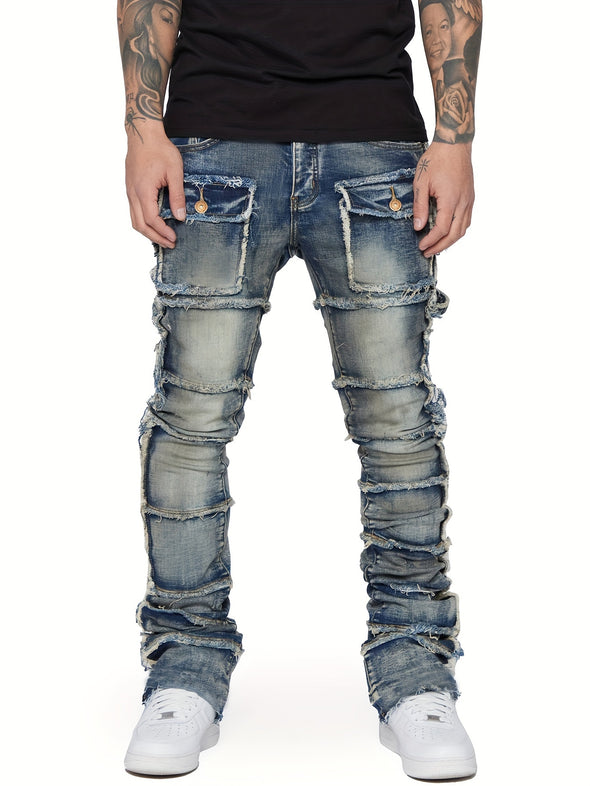 Men's Denim Cargo Straight Leg Pants