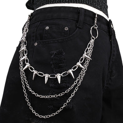 Vintage-Inspired Punk Rivet Multi-Layer Pendant Waist Chain Belt for Jeans - Edgy Fashion Accessory with Adjustable Buckle, Perfect for Date Nights, Beach Outings, and Casual Daily Wear - Adds a Touch of Rebellion to Your Style