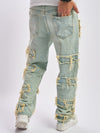 Mens Fashion-Forward Cotton Blend Jeans with Wide-Leg Cut and Frayed Detailing – Versatile for Casual Wear